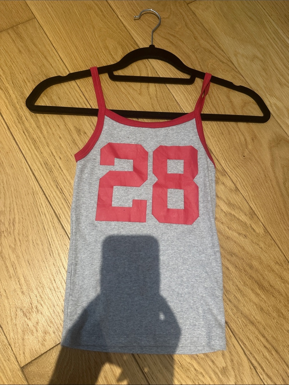 Gray Tank Top with Red '28' Graphic